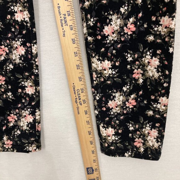 Club Monaco Black Multi Color Floral Corduroy Slim Pants size 10 - Picture 7 of 12